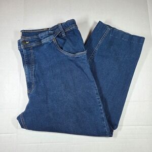 Turtle Bay New York Womens XL Dark Wash Straight Leg Jeans Side Elastic Stretch